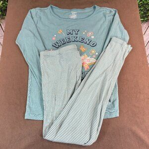 Carter's Girls "My Weekend is Booked" Green Cotton Pajamas Size 10 (SKU: 134G)